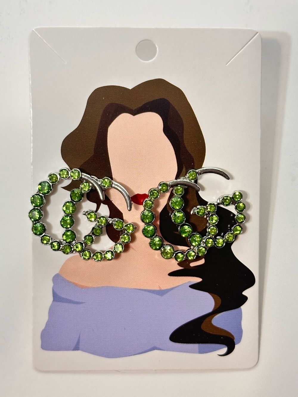 Green Crystal Hoop Earrings